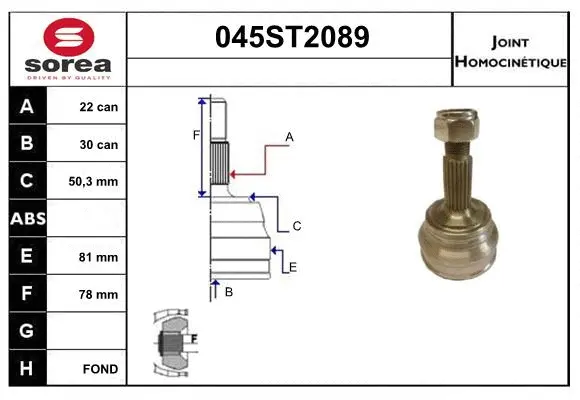 Jeu de joints, arbre de transmission STARTCAR 045ST2089