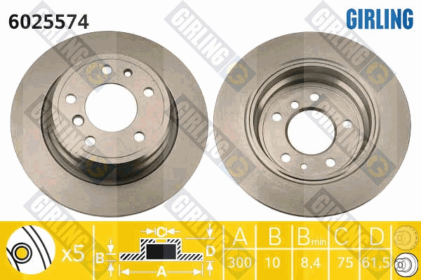 Disque de frein GIRLING 6025574