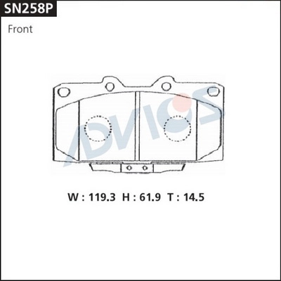 Kit de plaquettes de frein, frein à disque ADVICS SN258P