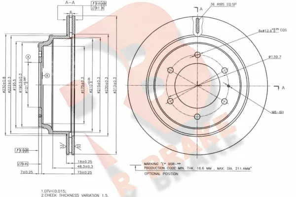 Disque de frein R BRAKE 78RBD22547