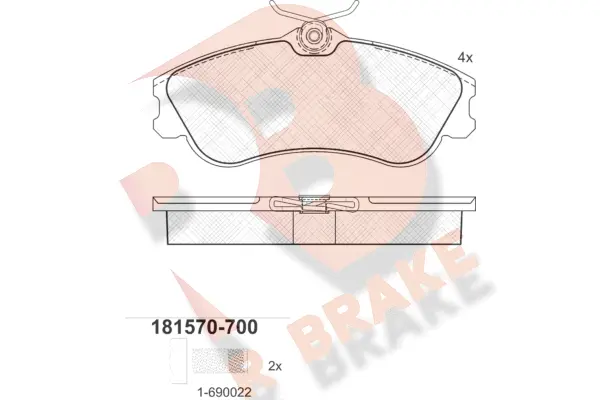 Kit de plaquettes de frein, frein à disque R BRAKE RB1570-700
