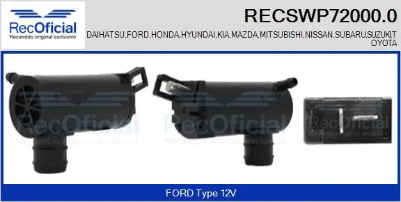 Pompe d'eau de nettoyage, nettoyage des vitres RECOFICIAL RECSWP72000.0