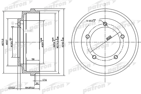 Tambour de frein PATRON PDR1067