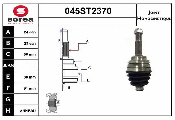 Jeu de joints, arbre de transmission STARTCAR 045ST2370