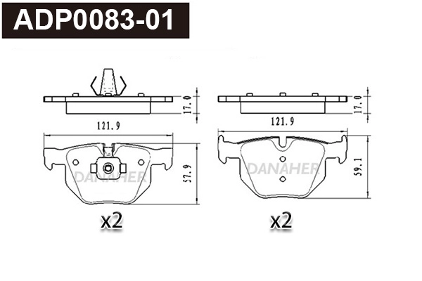 Kit de plaquettes de frein, frein à disque DANAHER ADP0083-01