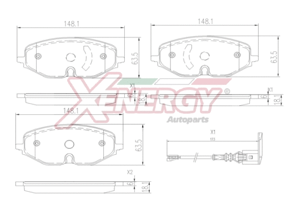 Kit de plaquettes de frein, frein à disque AP XENERGY X41406