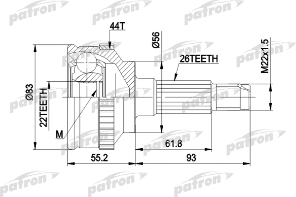 Jeu de joints, arbre de transmission PATRON PCV1372