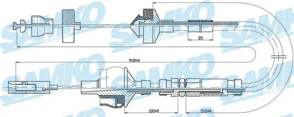 Tirette à câble, commande d'embrayage SAMKO C0151C