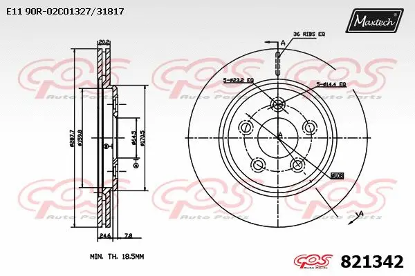 Disque de frein MAXTECH 821342