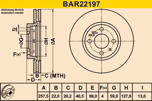 Disque de frein BARUM BAR22197