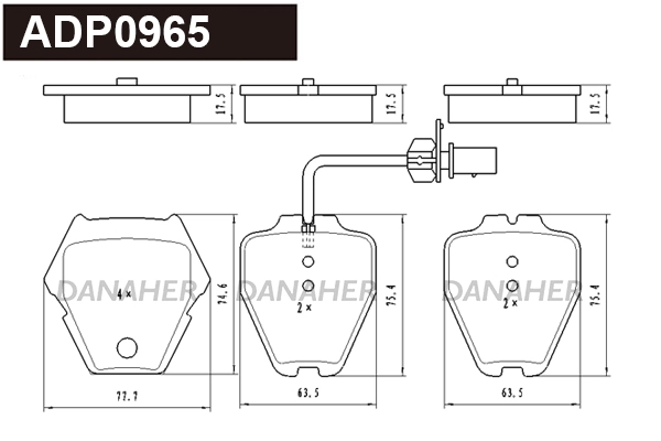 Kit de plaquettes de frein, frein à disque DANAHER ADP0965
