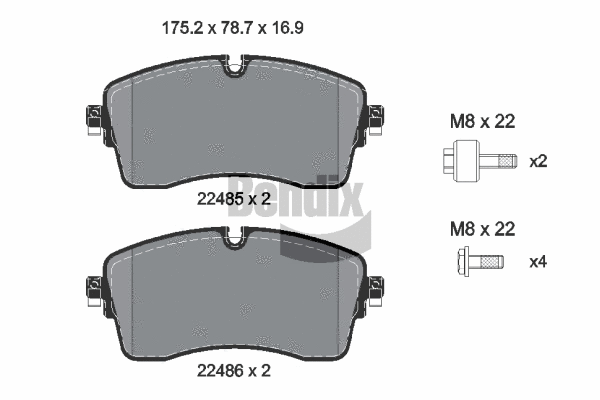 Kit de plaquettes de frein, frein à disque BENDIX Braking BPD2472
