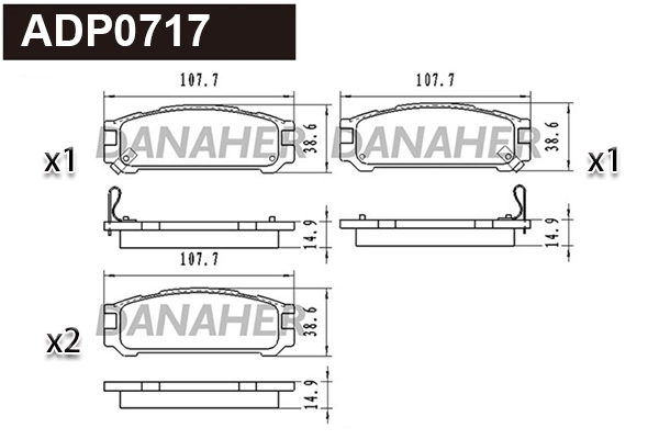 Kit de plaquettes de frein, frein à disque DANAHER ADP0717