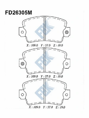 Kit de plaquettes de frein, frein à disque FBK FD26305M