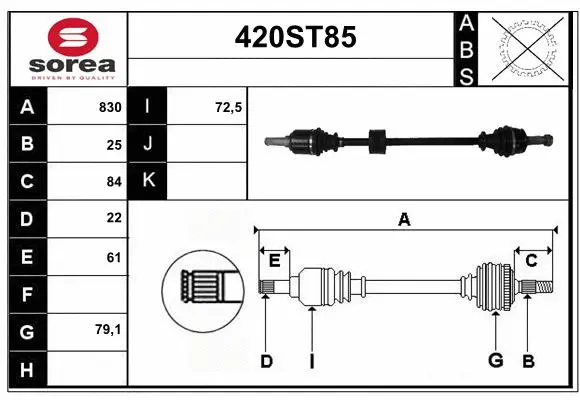 Arbre de transmission STARTCAR 420ST85