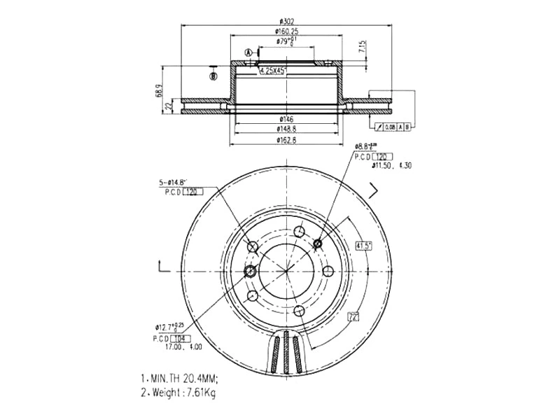 Disque de frein A.Z. Meisterteile AZMT-44-024-1416