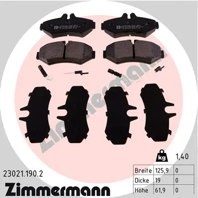 Kit de plaquettes de frein, frein à disque ZIMMERMANN 23021.190.2