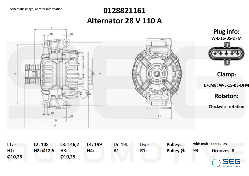 Alternateur SEG Automotive 0128821161