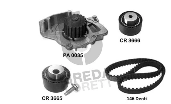 Pompe à eau + kit de courroie crantée BREDA LORETT KPA0733A