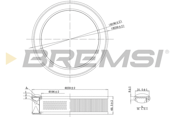 Filtre à air BREMSI FA2068
