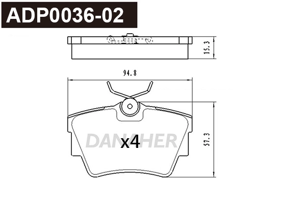 Kit de plaquettes de frein, frein à disque DANAHER ADP0036-02