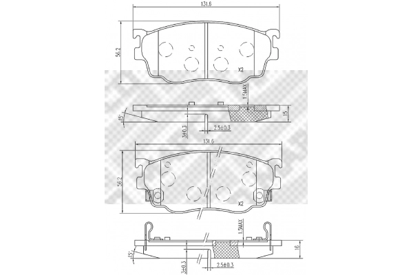 Kit de plaquettes de frein, frein à disque MAPCO 6743