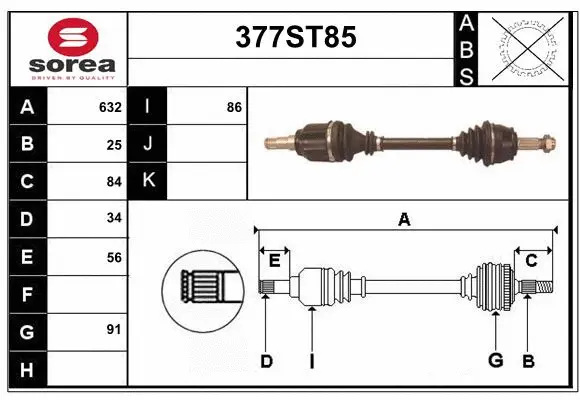 Arbre de transmission STARTCAR 377ST85