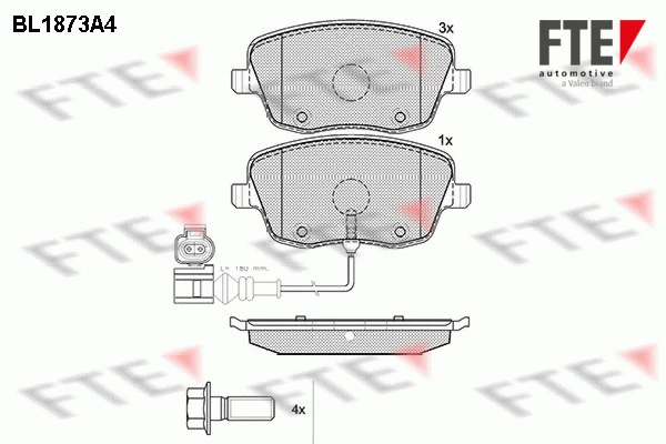 Kit de plaquettes de frein, frein à disque FTE 9010455