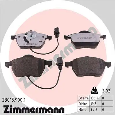 Kit de plaquettes de frein, frein à disque ZIMMERMANN 23018.900.1