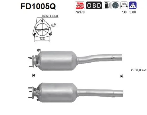 Filtre à particules / à suie, échappement AS FD1005Q