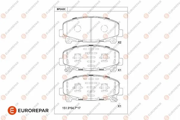 Kit de plaquettes de frein, frein à disque EUROREPAR 1681247880