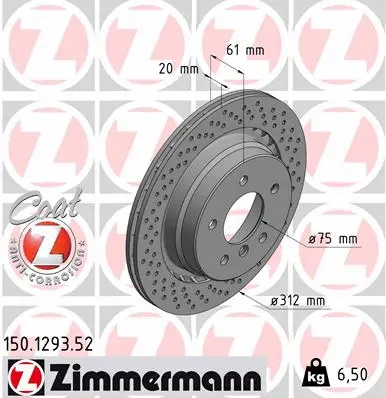 Disque de frein ZIMMERMANN 150.1293.52