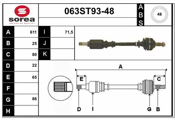 Arbre de transmission STARTCAR 063ST93-48