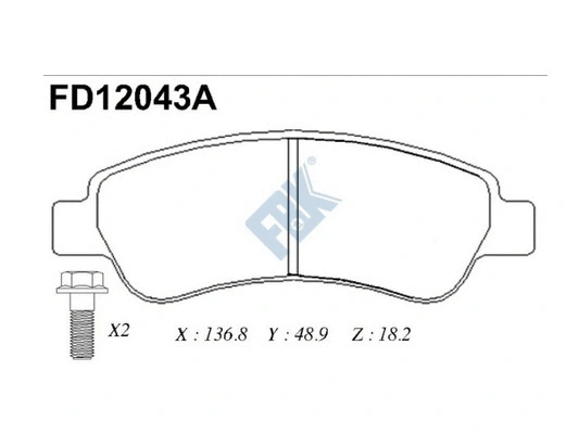 Kit de plaquettes de frein, frein à disque FBK FD12043A