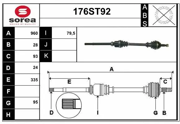 Arbre de transmission STARTCAR 176ST92