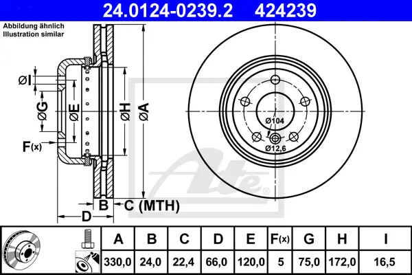 Disque de frein ATE-APAC 24.0124-0239.2