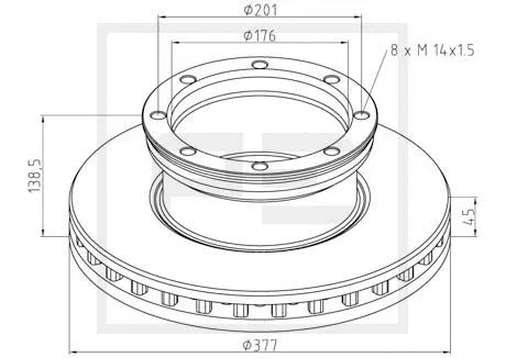 Disque de frein PE Automotive 016.666-00A