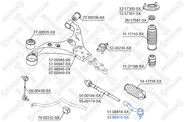 Rotule de barre de connexion STELLOX 51-00415-SX