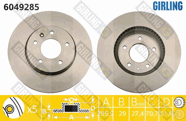 Disque de frein GIRLING 6049285