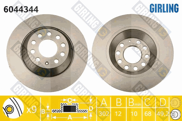Disque de frein GIRLING 6044344