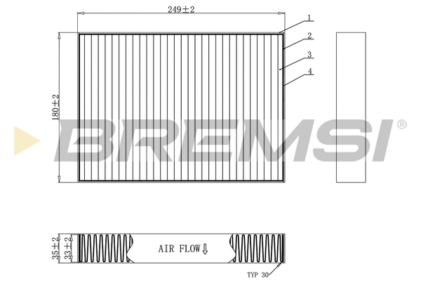 Filtre, air de l'habitacle BREMSI FC0457C