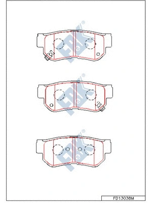 Kit de plaquettes de frein, frein à disque FBK FD13038M
