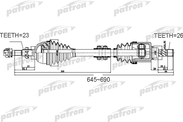 Arbre de transmission PATRON PDS0526