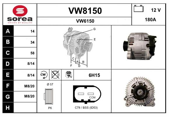 Alternateur SNRA VW8150
