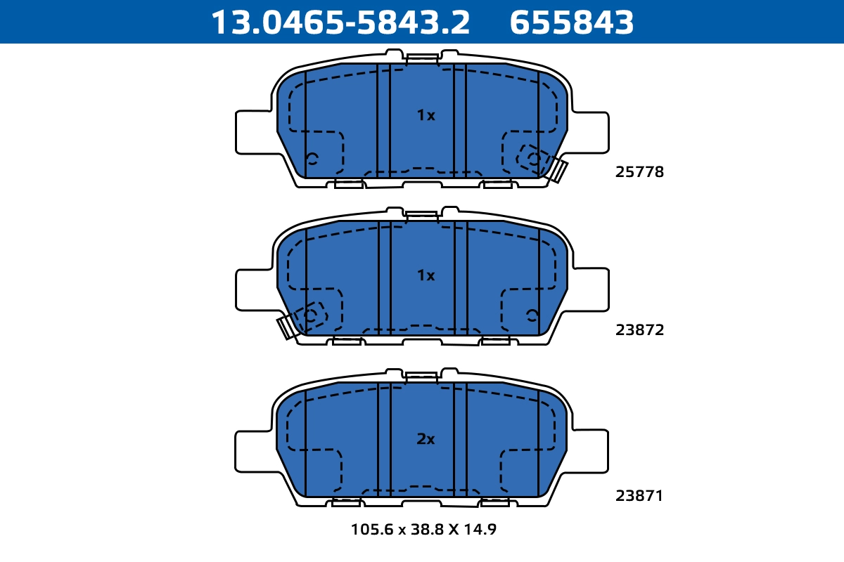 Kit de plaquettes de frein, frein à disque ATE-APAC 13.0465-5843.2