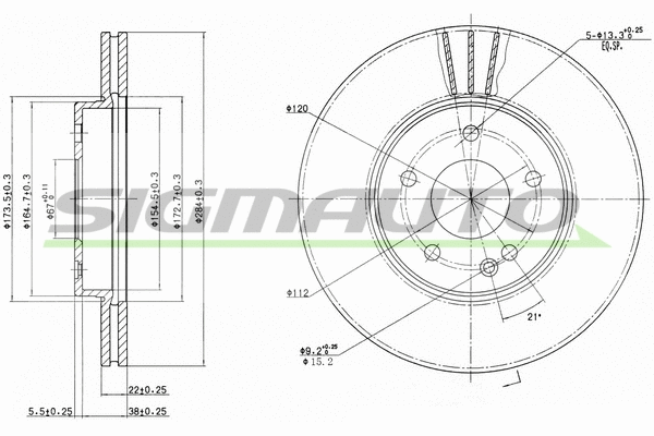 Disque de frein SIGMAUTO DBA588V