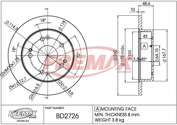 Disque de frein FREMAX BD-2726