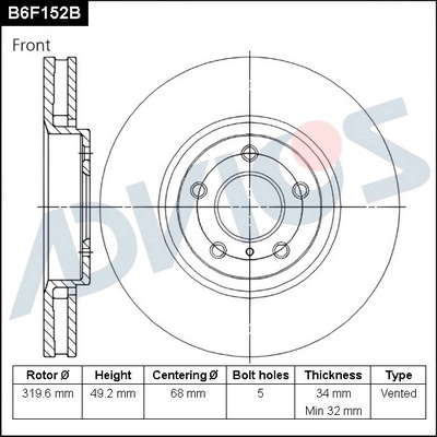 Disque de frein ADVICS B6F152B