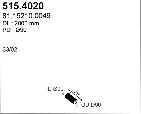 Tuyau flexible, échappement ASSO 515.4020