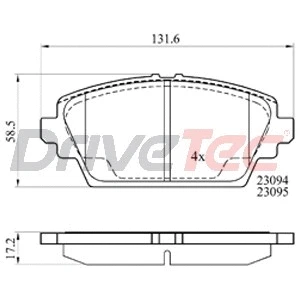 Kit de plaquettes de frein, frein à disque DriveTec DPAD1732